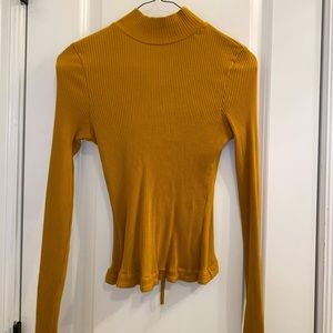 Mustard Turtleneck with crisscross back